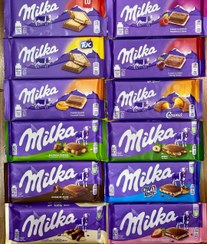 تصویر شکلات تخت ۱۰۰ گرمی milka با طعم های مختلف 