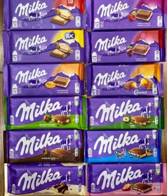 تصویر شکلات تخت ۱۰۰ گرمی milka با طعم های مختلف 