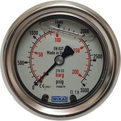 تصویر گیج فشار ویکا تمام استیل افقی (از پشت) صفحه 6 سانت 200 بار 