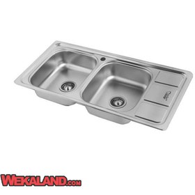 تصویر سینک ظرفشویی توکار نگین الماس مدل SA10 با ۲ لگن استیل 