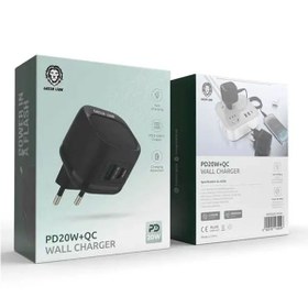 تصویر شارژ دیواری دو پین 20 واتی Green Lion PD20W+QC Wall Charger EU 