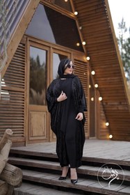 تصویر مانتو عبایی کار شده 