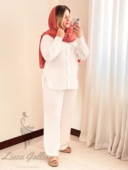 تصویر ست شومیز و شلوار نایس آستین دو دکمه 