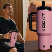 تصویر تراول ماگ استنلی مدل GOAT صورتی 1.18 لیتر با درب ضد نشت - صورتی مشکی 