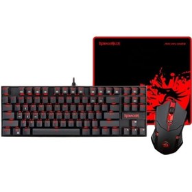 تصویر صفحه کلید، ماوس و ماوس‌پد گیمینگ ردراگون مدل GAMING ESSENTIALS K552-BA-2 • سوئیچ آبی REDRAGON GAMING ESSENTIALS K552-BA-2 Keyboard/Mouse/Mousepad 3 IN 1 SET