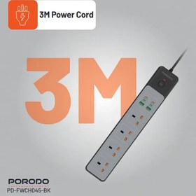 تصویر چندراهی برق هوشمند پرودو مدل PD-FWCH045 ظرفیت ۳۰۰۰ وات با ۴ خروجی 