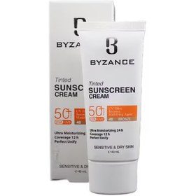 تصویر کرم ضد آفتاب رنگی SPF50 پوست خشک بیزانس | برنزه Byzance Tinted Sunscreen Cream SPF50 For Dry Skin | Bronze