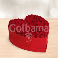 تصویر باکس گل رز هلندی قرمز طرح قلب بزرگ 