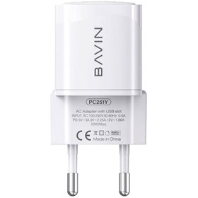 تصویر شارژر دیواری تایپ‌سی فست شارژ باوین BAVIN 20W PD Wall Travel Mobile Phone Adapter Fast Charger PC251Y 