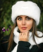 تصویر کلاه و شال زنانه روسی خز - سفید 