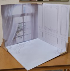 تصویر بکدراپ سه نبش همراه 3 عدد نبشی اتصال backdrop