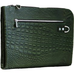 تصویر کیف فولدر چرم اصل یوتاب سبز سوسماری کد 3401201A 