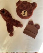 تصویر کلاه تدی پشمالو - شکلاتی / کلاه سایز 1 / خرسی 