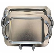 تصویر سینی مستطیل استیل طرح دار 2 سایز 