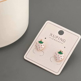 تصویر گوشواره طرح توت‌فرنگی ژوپینگ 