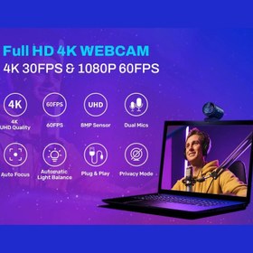 تصویر وب کم ایمیت مدل 4K 60FPS TOF Autofocus 