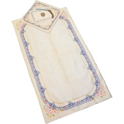 تصویر سجاده جانماز مخمل سه تیکه طرح گل کرم کد 0581 