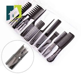 تصویر ست شانه مو سافاری کد 31282 بسته 10 عددی Safari hair comb set, code 31282, pack of 10 pieces