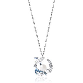 تصویر 0030. ست دستبند و گردنبند نقره مدل ماه و ماهی 