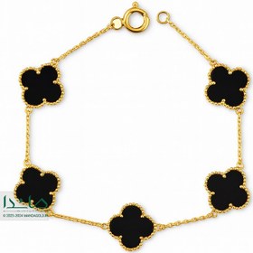 تصویر دستبند ونکلیف مشکی پنج گل 