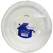 تصویر بشقاب بزرگ غذا گرد الماس سفید متالایز 6 عددی طب پلاستیک درجه یک 