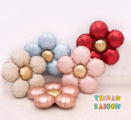 تصویر بادکنک فویلی گل بابونه رنگ کروم 