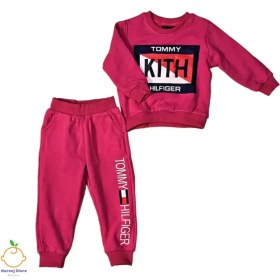 تصویر بلوز شلوار کودک صورتی طرح KITH با کد ۴۰۱ Tommy 