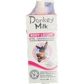 تصویر لوسیون بدن شیر الاغ رنگ صورتی حجم ۴۰۰ میل Body lotion donkey milk