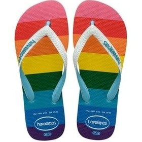 تصویر دمپایی چند رنگ زنانه تیراندازی انگشت پراید بالا Allover Blue Havaianas 