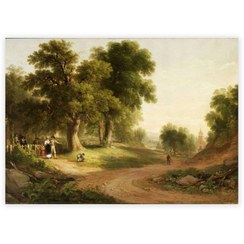 تصویر تابلو فرش مدل منظره جاده روستایی کد 018 