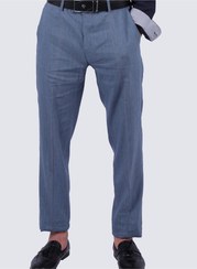 تصویر شلوار کشی رسمی و غیررسمی مردانه در رنگ آبی شهرستان برند selected Men's Casual Formal Stretch Flat Front Pants in County Blue