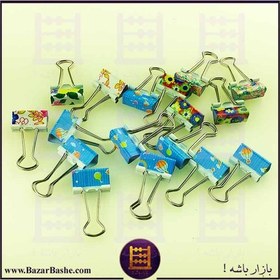 تصویر گیره کاغذ فلزی 41 میلیمتر مدل رنگی طرح دار بسته 24 عددی 