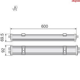 تصویر چراغ خطی صنعتی 20 وات گلنور مدل اطلس 60 سانتی‌متری 