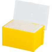 تصویر جعبه نوک سمپلر زرد ۹۶ خانه با درب لولایی قفل‌دار پل ایده‌آل پارس .P.I.P 