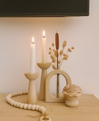 تصویر ست دکوری منزل پتینه طلایی جنس سنگ مصنوعی - کرم 