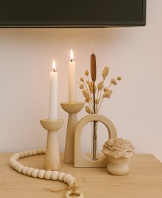 تصویر ست دکوری منزل پتینه طلایی جنس سنگ مصنوعی - کرم 