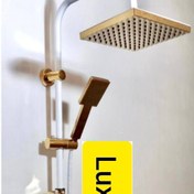 تصویر علم دوش حمام دوکاره سفید مدل رسوبگیر دار 