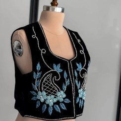 تصویر سخمه جواهردوزی طرح گل آبی کد 1197 