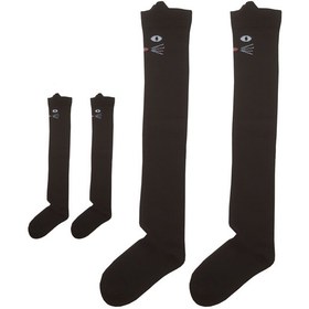 تصویر خرید ست جوراب مادر و کودک بلند گربه گوش دار کد PH375.1 