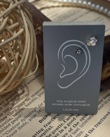 تصویر پیرسینگ تک نگین ‏‎نقره عیار 925 