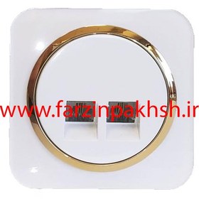 تصویر کلید و پریز دلند مدل آدا پلکسی سفید زه طلایی Deland switches and sockets Ada White Gold Plexi