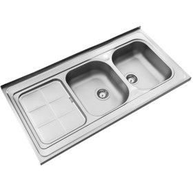 تصویر سینک دو لگنه یک تکه استیل البرز مدل 301 روکار Steel Alborz Model 301 Type Sit-on Sink