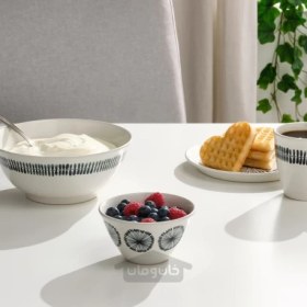 تصویر کاسه طرح دار سفید ایکیا مدل FRIKOSTIG IKEA IKEA FRIKOSTIG bowl white patterned