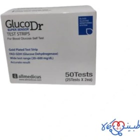 تصویر نوار تست قند خون گلوکوداکتر بسته 25 عددی ا GlucoDr 25 tests blood sugar test strip GlucoDr 25 tests blood sugar test strip