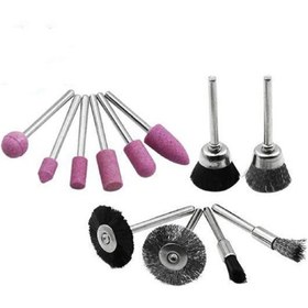 تصویر مجموعه 12 عددی سنگ انگشتی و فرچه فرز انگشتی 12 pcs rotary tool assortment