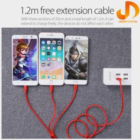 تصویر کابل تبدیل USB به USB-C/microUSB/ لایتنینگ مودم کت مدل C08 طول 2.1 متر 