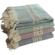 تصویر حوله حمام دستبافت رنگی پنبه ای 