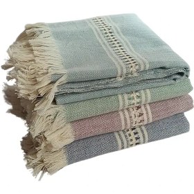 تصویر حوله حمام دستبافت رنگی پنبه ای 