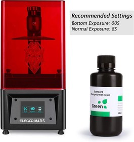 تصویر رزین رنگ سبز شفاف 500 گرمی ELEGOO 3D Printer Resin - ارسال 20 روز کاری 