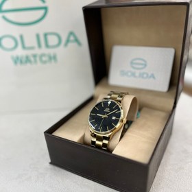 تصویر ساعت سولیدا مردانه اورجینال بند طلایی Solida watch